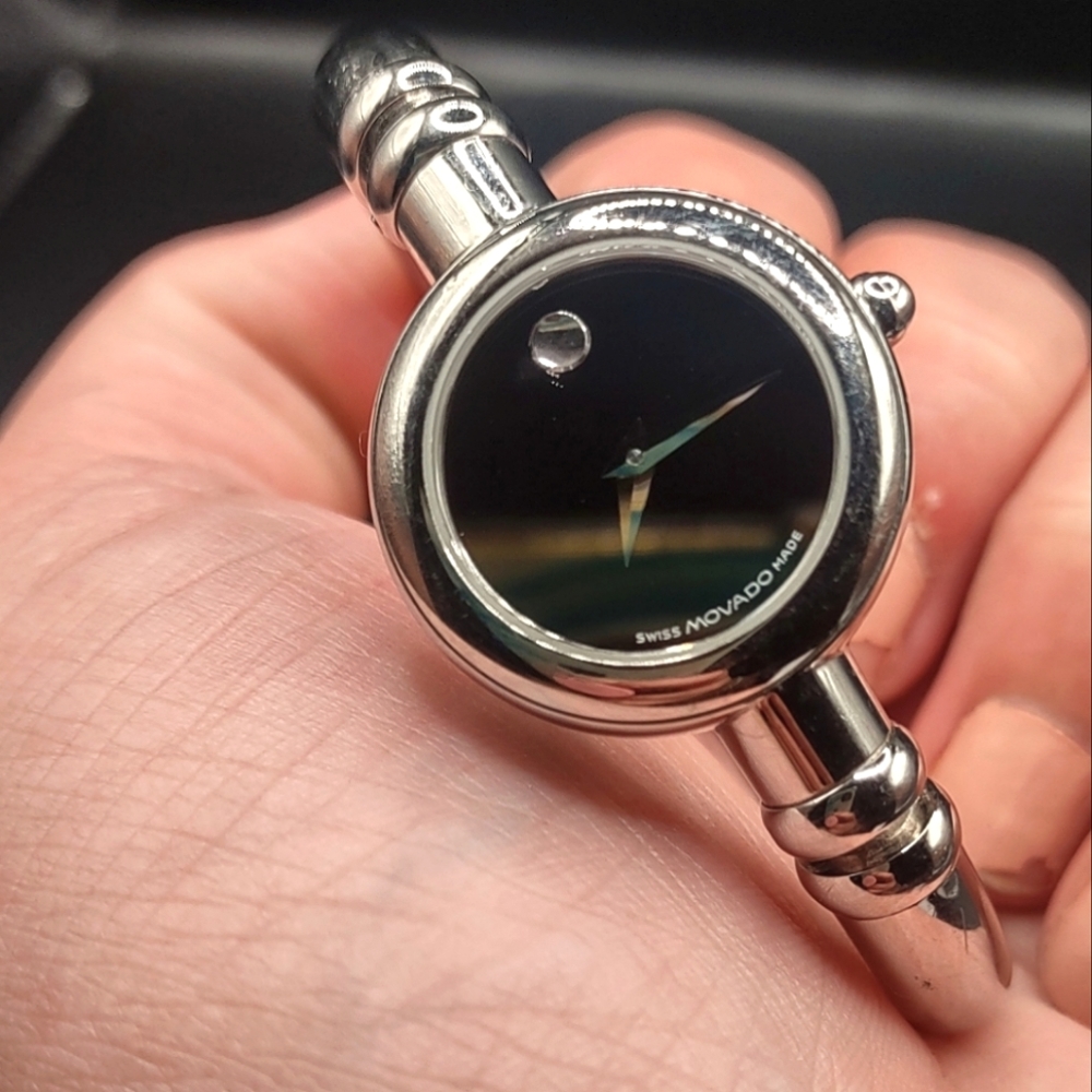 Movado Bareleto Silver Tone Bangle - Picture 2 of 4
